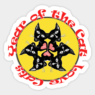 Cute Kittens Cat Lovers Black Cats Mandala Sticker